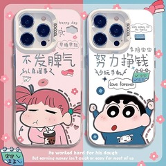 クレヨンしんちゃん ニニィ対応 Apple 17 携帯ケース 14pro11 カップル 15plus13 カラフルシルバー 16E8 新型7