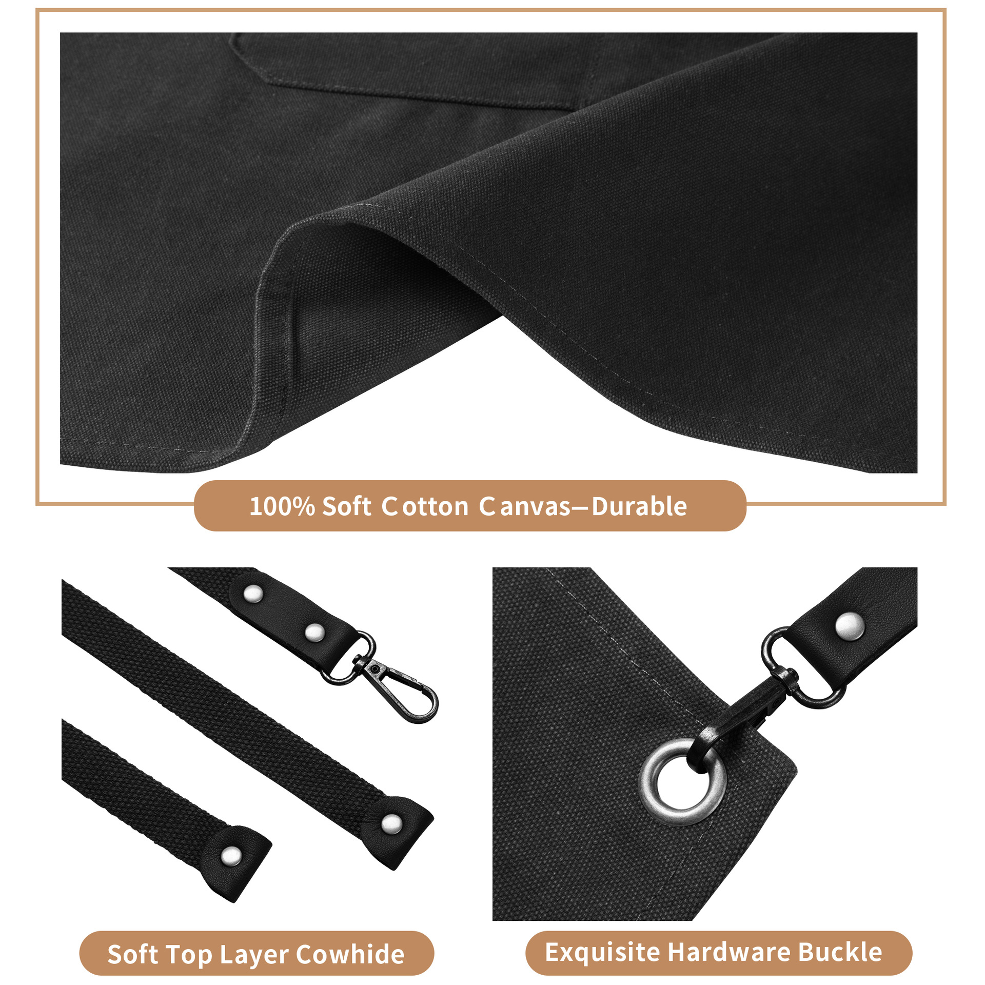 Bochi Amazon transfronterizo de microfibra encerado lona lavada delantal de bolsillo multifuncional Barbero monos de carpintería