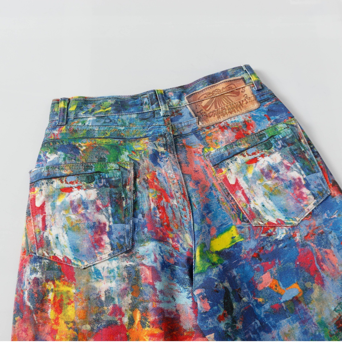 Pantalones vaqueros hombre anchos estampado estilo óleo_voghion.com