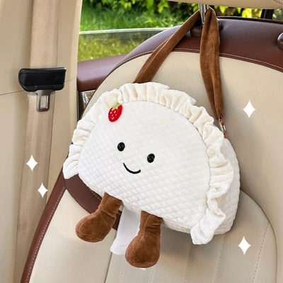 Cartoon Creative Dumpling Car Tissue Box Cute Doll Car Tissue Hanging Bag Plush Car Hanging Tissue Box