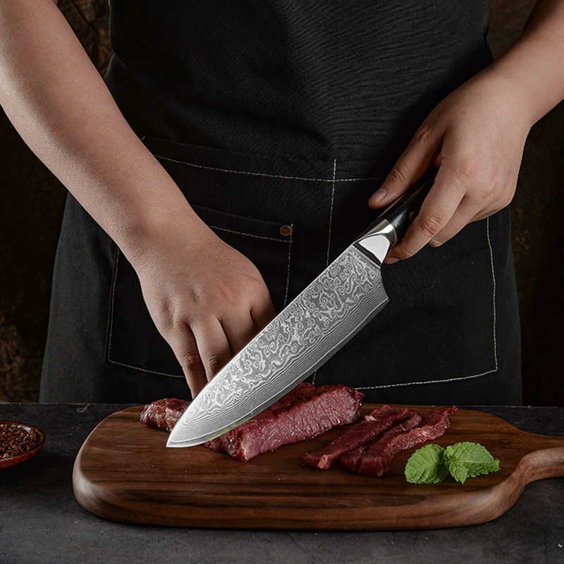 Домашний Damascus боевые мечи Меч G10 рукоять нарезка мяса кухонный шеф нож кухонный рисунок