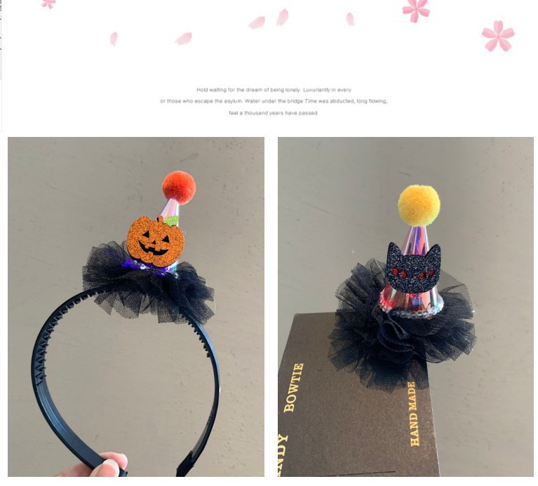 Daily Occasion Halloween Festival Halloween Cool Style Girl'S Pumpkin Bat Ghost Lace Laser Hair Clip Hair Band