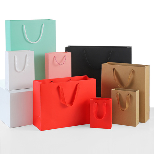 Wholesale Gift Kraft Paper Bags Clothing Packaging Bags Women's Clothes Flowers Shopping Kraft Paper Glasses Handbags