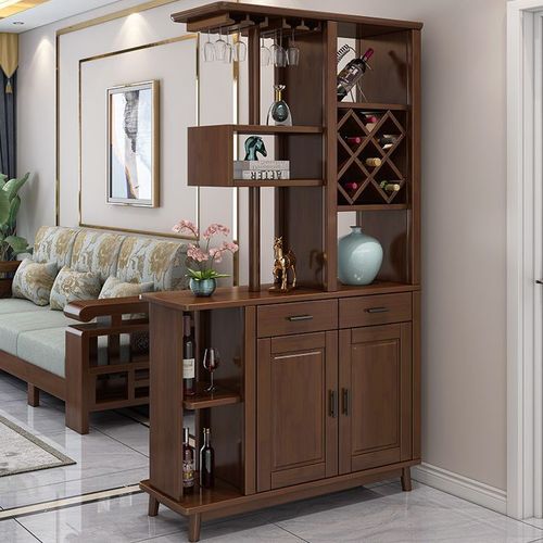 Nordic living room solid wood wine cabinet partition cabinet entrance shoe cabinet Chinese double-sided wall solid wood entrance hall cabinet screen