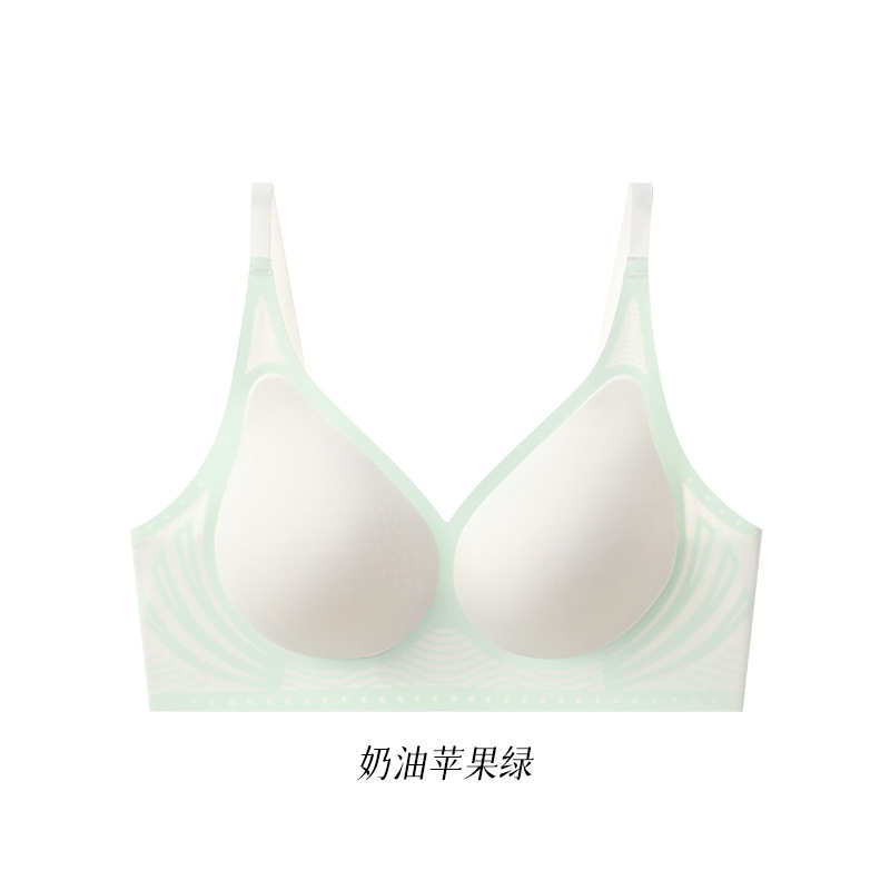 Nuevo tipo de ropa interior de soporte suave de crema para damas sin marcas, sujetador anti-caída, sujetador delgado.