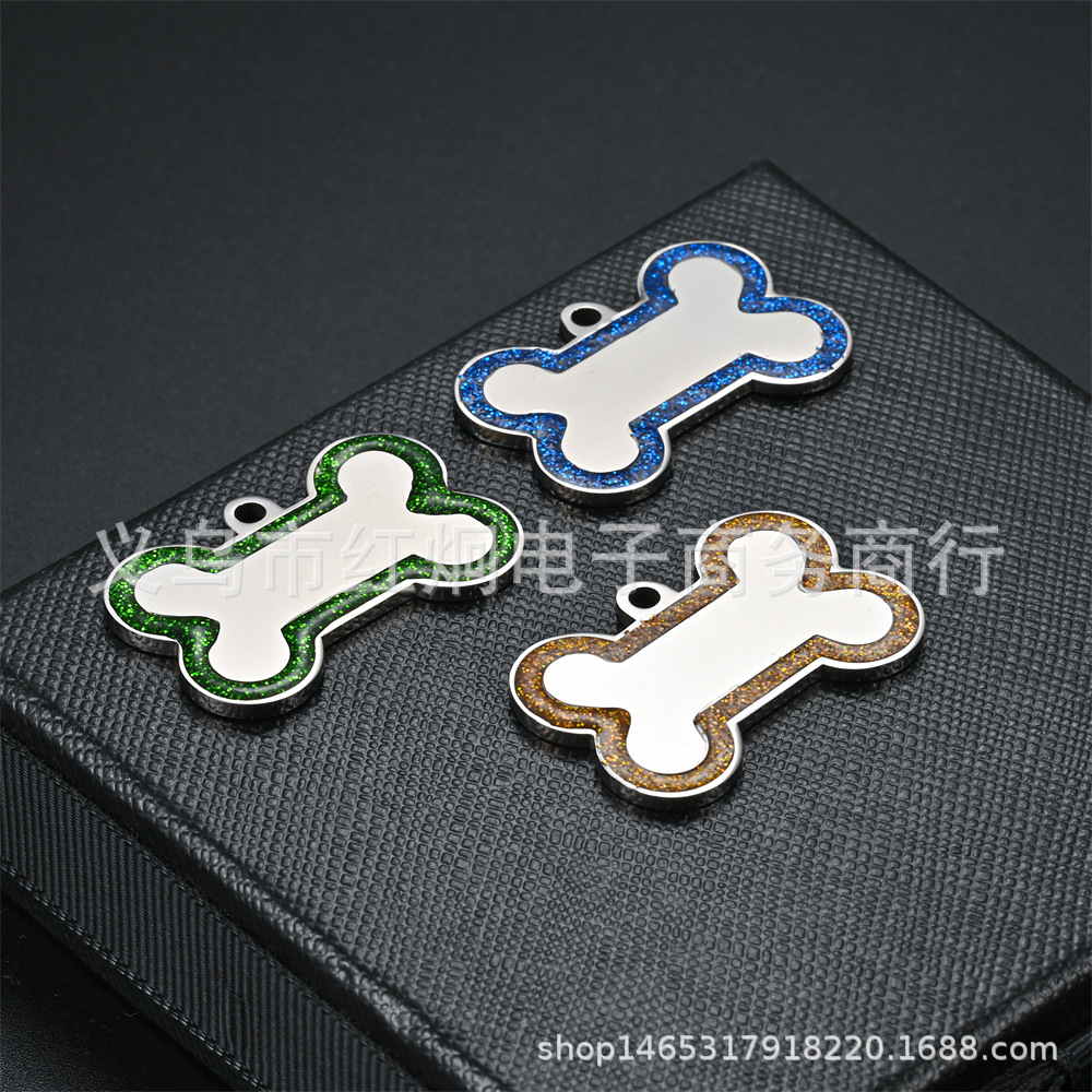 Perro de acero inoxidable anti-perderrida tarjeta de perro transfronteriza borde de hueso polvo flash tarjeta de mascota collar colgante tarjeta de colgante grabación láser