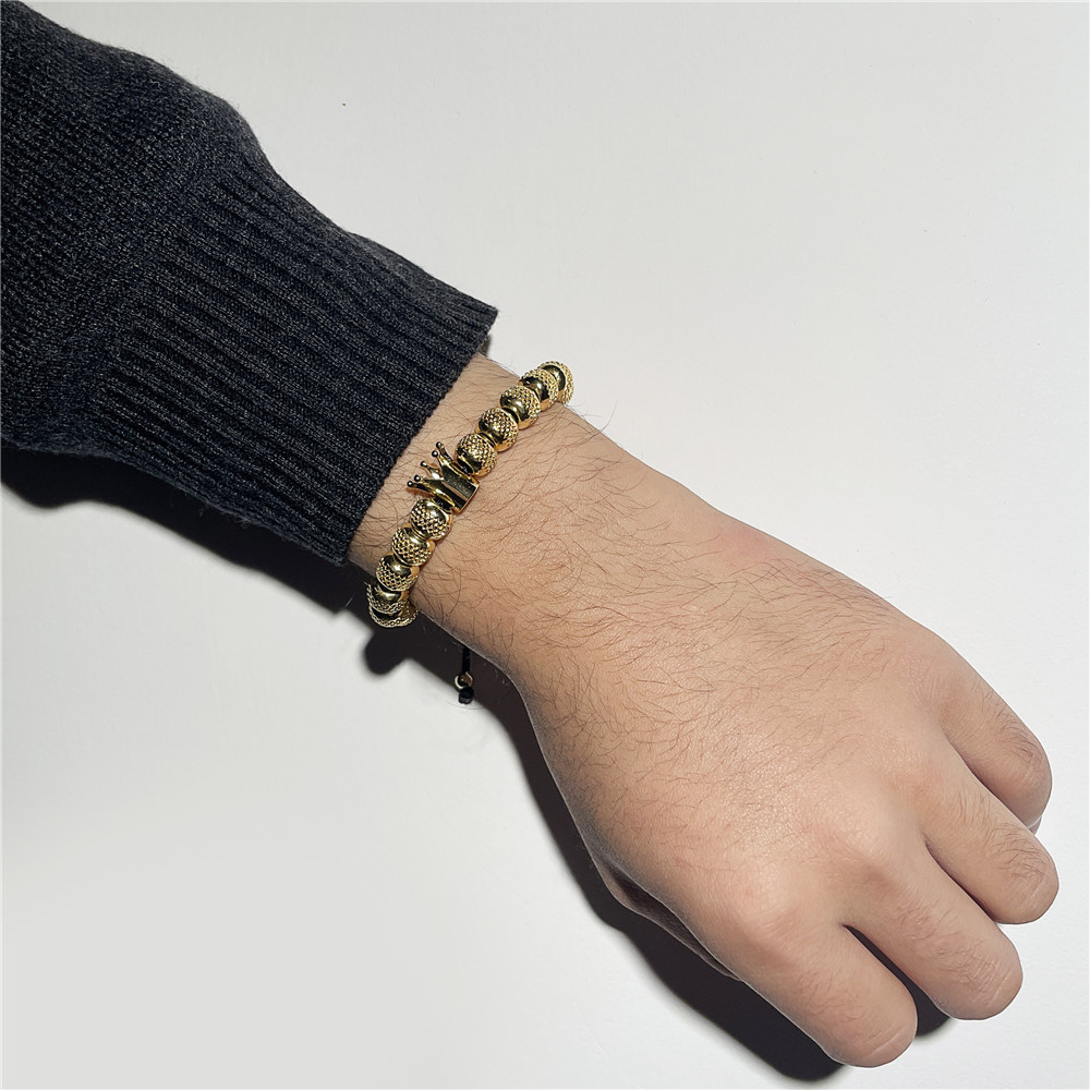 retro copper crown beaded bracelet woven adjustable bracelet wholesale