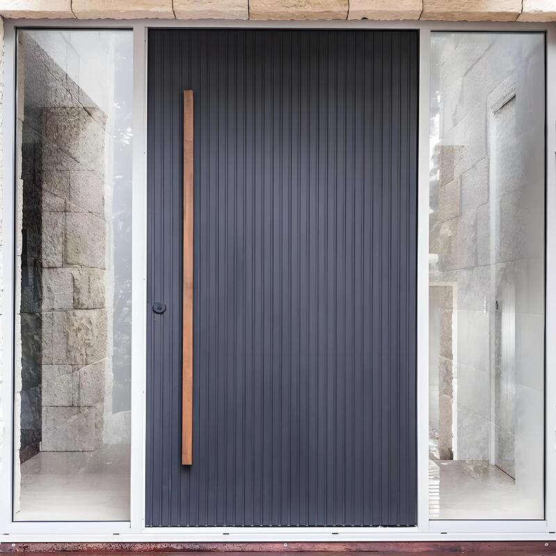 Custom Room Door Solid Wood Composite Single Opening Deviation Axis Environmental Protection Grille Entry Door Self-built Villa Door Anti-theft