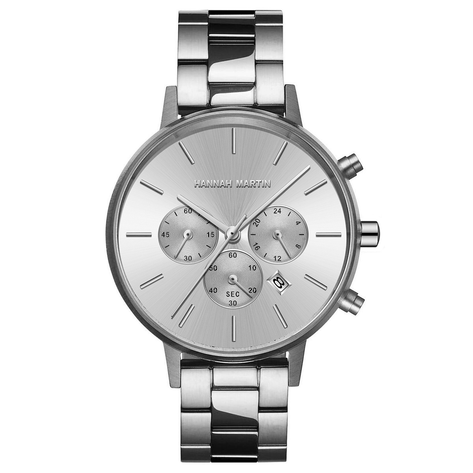 Butterfly Doppel-Druckknopf-wasserdichte Armbanduhr, Edelstahl-Armband, Quarzuhr für Damen_voghion.com