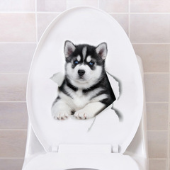 卡通破洞寵物系列仿真可愛哈士奇牆貼畫冰箱馬桶汽車DIY裝飾MG17