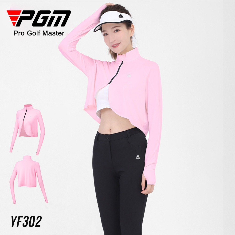 Áo chống nắng nữ cổ đứng PGM tay dài chất liệu lụa lạnh thoáng khí — YF302 Áo Chống Nắng Nữ Cổ Đứng màu trắng, YF302 Áo Chống Nắng Nữ Cổ Đứng màu hồng