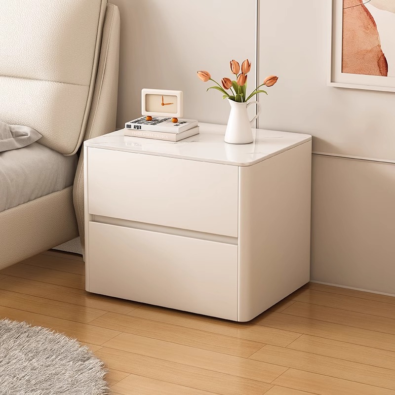 Mesa de cabezal de cama simple y moderna de madera maciza casera de dormitorio armario de almacenamiento de cama lujoso de alta calidad 2024 nuevo estante de almacenamiento