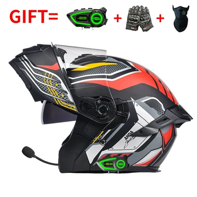 Motosiklet kaskı (dəbilqə) — and Women, Full-Face Motorcycle Helmets - bluetooth-model-red-gundam-hd-mirror-m-size-55-56-head-circumference