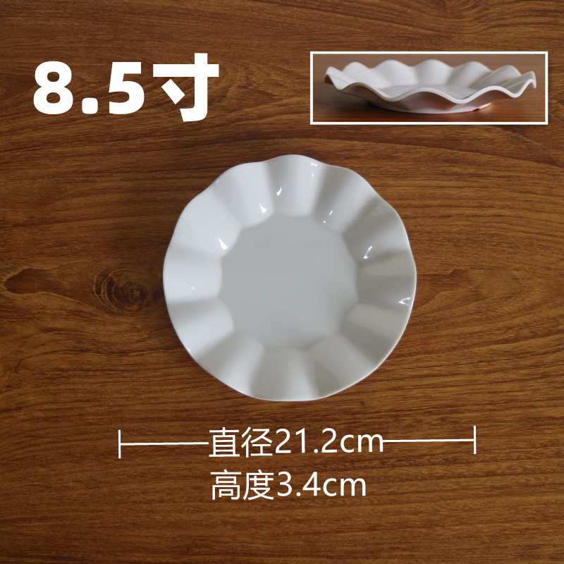 白いメラミン厚い円盤平皿炒め皿蓮の花皿深皿果物皿小皿試食皿現物工場