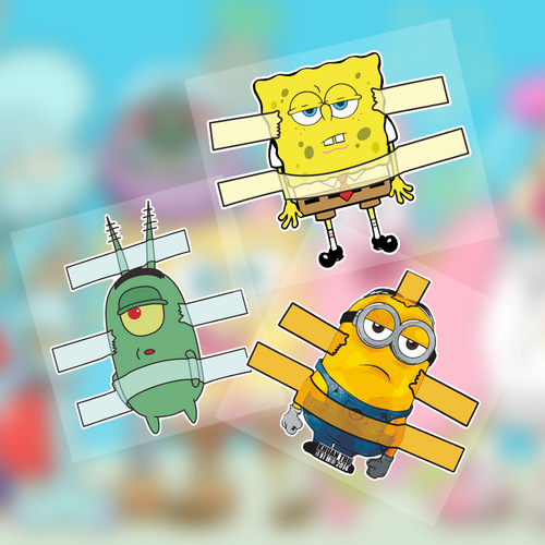SpongeBob Motorcycle Sticker Funny Plankton Electric Scooter Car Bumper Scratch Cover Decal