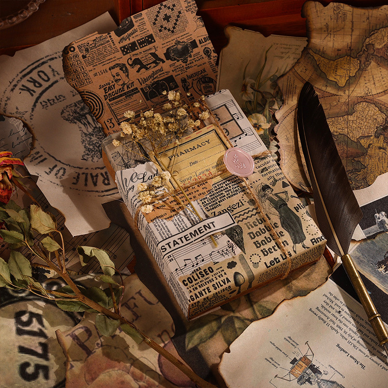 Recuerdos Serie Completa 8 material retro papel DIY mano cuenta decoración base paisaje material libro retro papel artístico