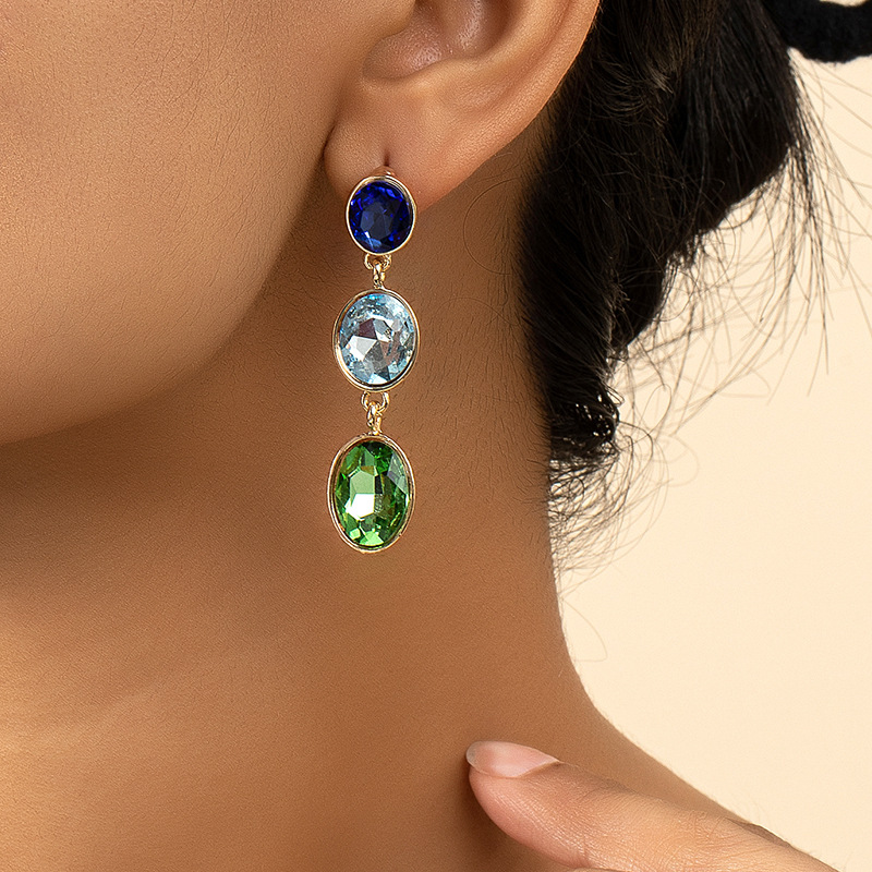 Basic Geometric Alloy Plating Inlay Artificial Gemstones Women's Ear Studs display picture 2