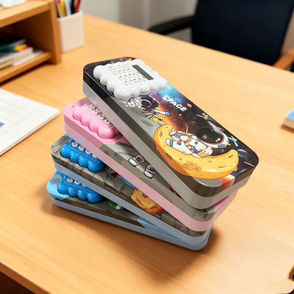 Children's cartoon plastic double-sided pencil case for students
