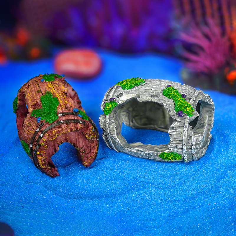 Nueva decoración de piedra de musgo de guijarros, pecera, acuario, decoración, paisajismo, barril de vino, barril de madera, caja de evitación de resina