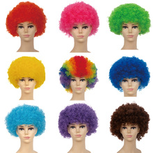 小丑表演假发批发活动道具万圣节搞笑搞怪彩色头套球迷蓬松爆炸头