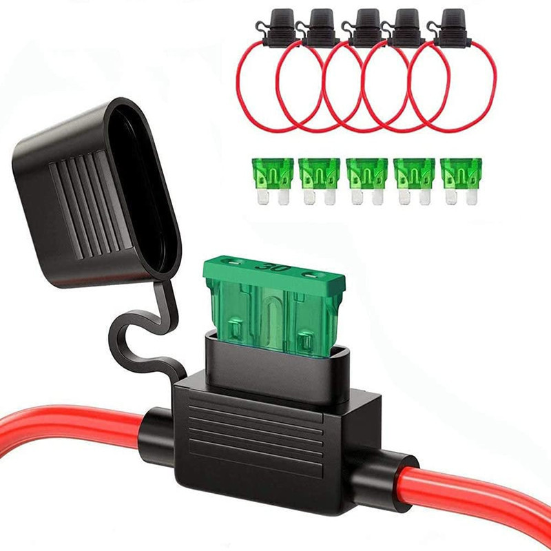 10 件装 内联支架 14AWG 线束 ATC ATO 30A 刀片汽车保险丝连接线