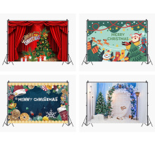外贸圣诞节主题金色红色派对场景图摄影背景布新款跨境影楼批发