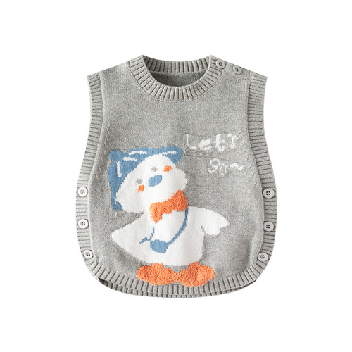 Adorable Baby Duck Infant Vest Spring and Autumn Style Grade A Baby Vest Side Zip Soft and Skin-Friendly Newborn Vest