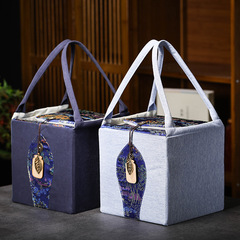 廠家直銷一葉知秋茶葉罐布藝禮盒高檔禮盒布袋手拎布包袋子可設計