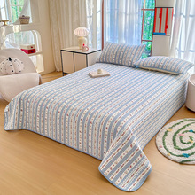 新款全棉绗缝床盖柔软亲肤纯棉夹棉印花床盖三件套可裸睡家用套件