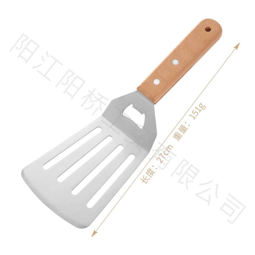 Amazon Hot sale acero inoxidable parrilla herramienta set al aire libre barbecue hierro guisado mango de madera cocinar combinación de cocina de grasa