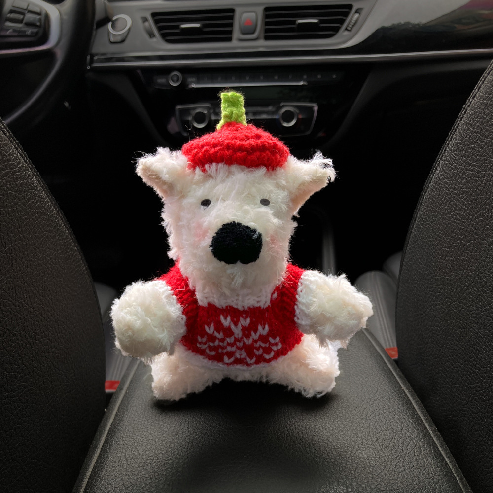 [Edición especial de Navidad] Decoración de coche de West Highland, accesorios de coche, pantalla de control central, decoración de pantalla de muñeca de fiesta