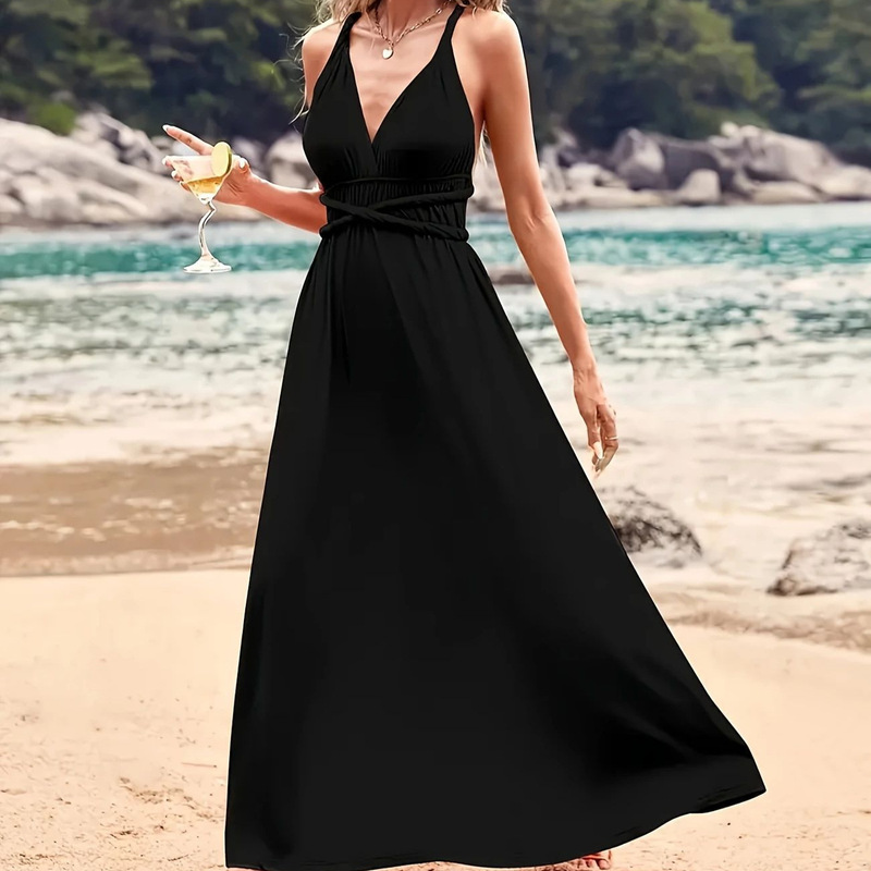Cross-Strap Backless French-Style Dress for Women, Elegant Strapless Summer Dress Cross-Strap Backless French-Style Dress for Women, Elegant Strapless Summer Dress