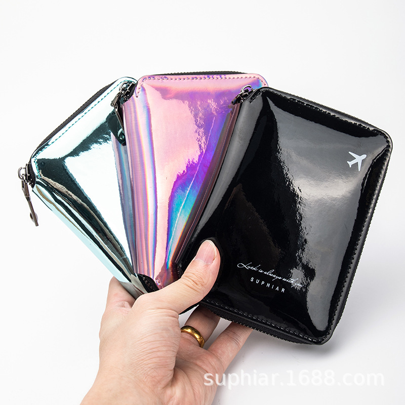 Nuevo bolso de viaje de moda láser, bolso de tarjeta pequeño multifuncional para viajes de verano, bolso de pasaporte para mujer casual de todo fósforo para hombres