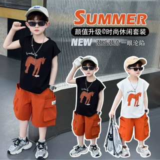 男童夏装时尚卡通背心套装2026夏季新款痞帅宝宝无袖两件套衣服潮