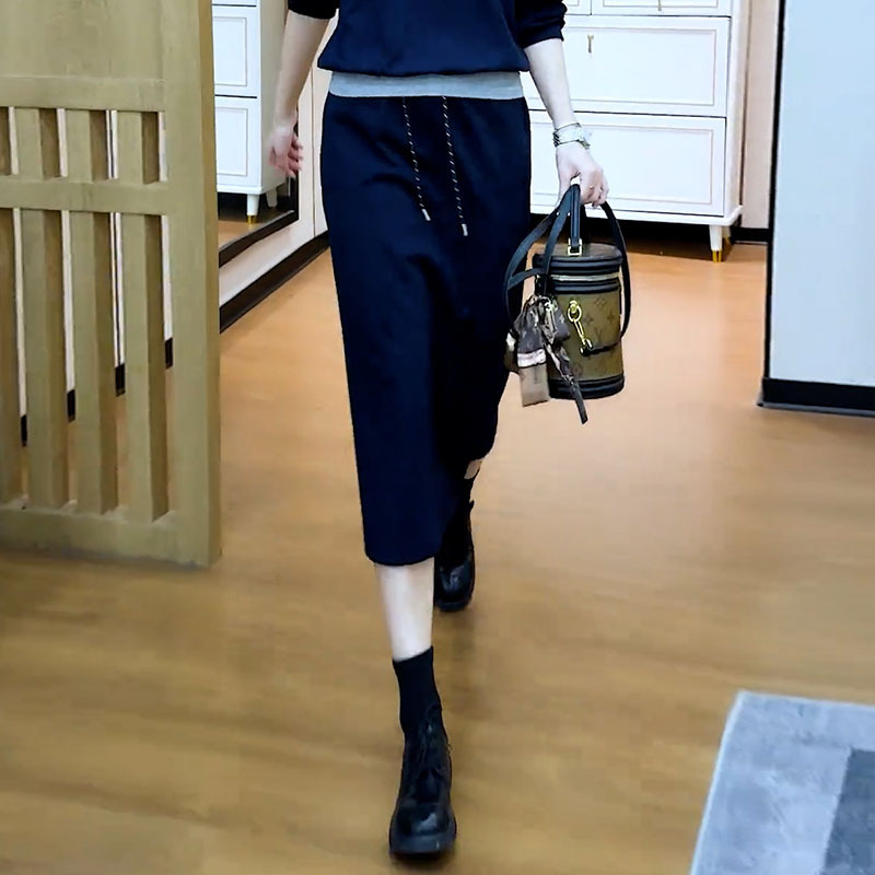 时尚套装裙女2025秋季新款洋气显瘦假两件拼接卫衣半身裙两件套潮|undefined