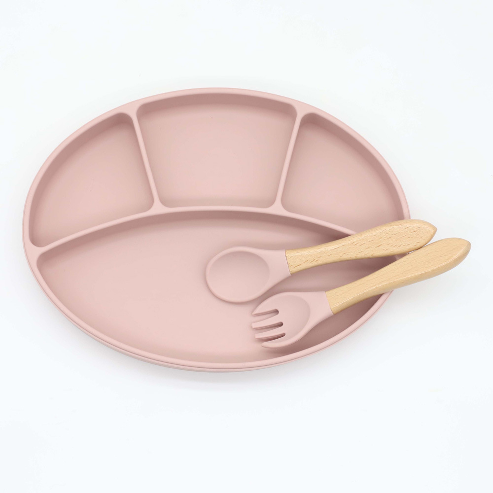 Venta caliente suplemento de alimentos para bebés vajilla de silicona conjunto de silicona para niños lechón tazón integrado Placa de silicona