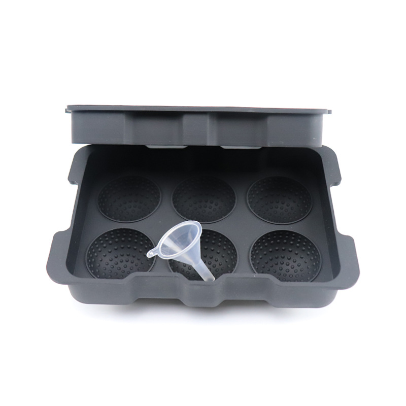 Silicona 6 hoyos Golf bola de hielo molde de hockey sobre hielo molde de cubo de hielo fácil desmoldeo bola redonda molde de hielo