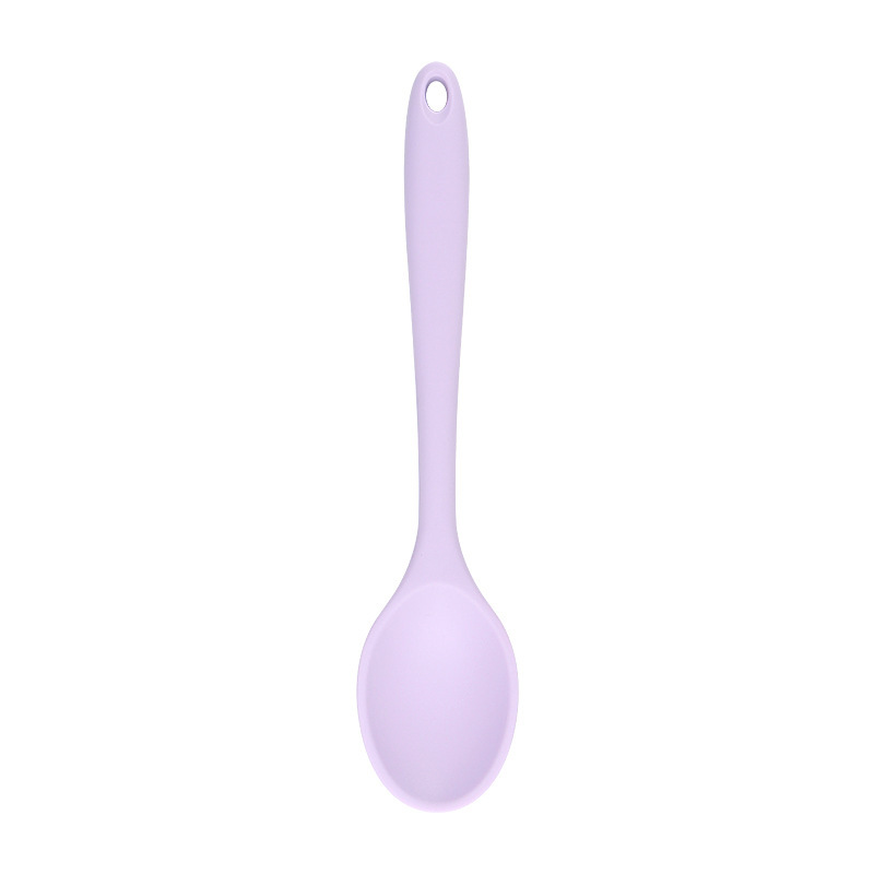 Fábrica al por mayor cuchara de silicona tamaño pequeño semi-transparente densa herramienta de suplemento alimenticio para niños mini cuchara de sopa cuchara de arroz ensalada