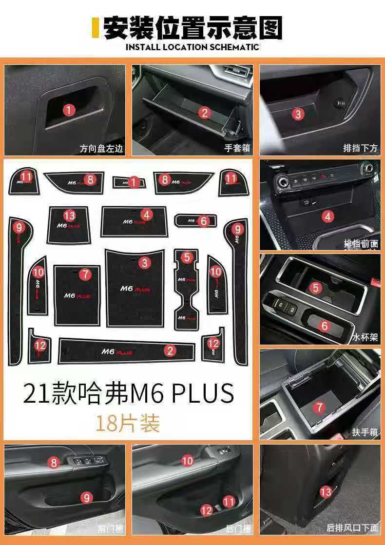 21-24 Models of Haval M6Plus Door Slot Modification, Special Storage Slot Anti-Slip Mat for Haval M6Plus