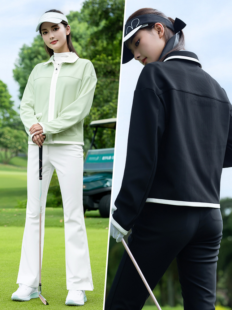 Áo khoác thể thao ngắn nữ PGM Golf dáng parka mùa thu đông — Áo khoác màu xanh nhạt [ve áo nhỏ thơm/cổ tay tương phản/vải co giãn] YF847