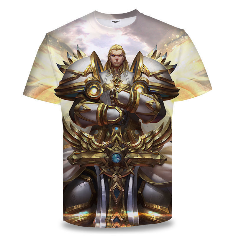 Camiseta de manga corta con estampado digital bidimensional de verano 3d verano para adolescentes y niños juego de gloria para hombres