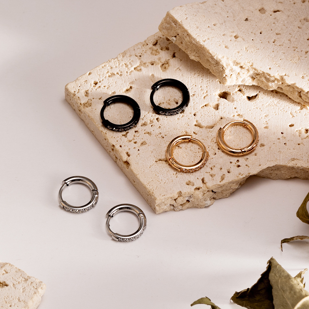 stone inlay stainless steel with zircon