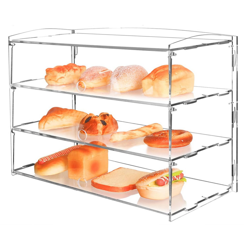 亚克力面包收纳陈列柜食品摆放防尘整理架可拆装多层透明防尘柜子