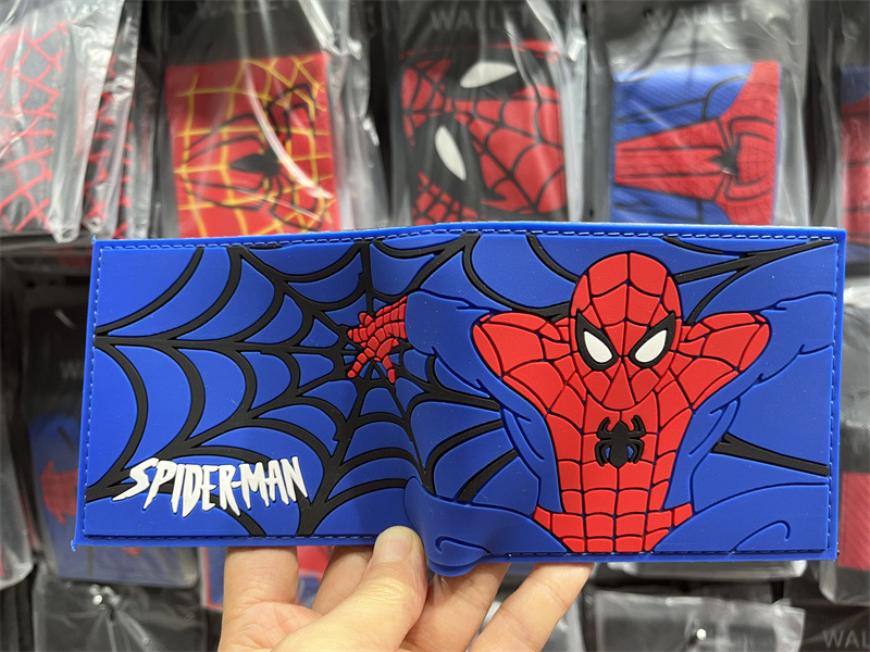 Cartoon Spider-Man niños estudiantes billetera corta para niños PU piel bolso de cambio bolso de mano bolso de tarjetas vengadores