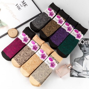 Women's silk stockings spring anti-snagging mid-calf socks flesh-colored thickened lengthened interwoven jacquard silk stockings wholesale