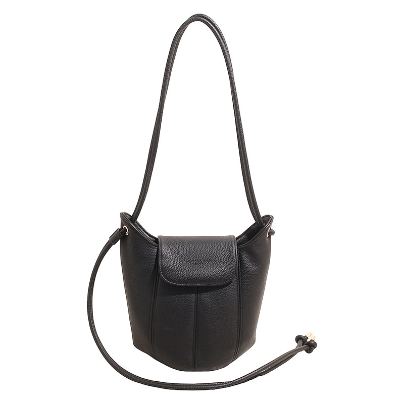 Retro Bucket Bag In Lychee Pattern Versatile Shoulder Bag_voghion.com