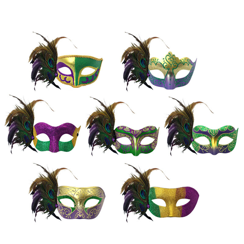 TK Amazonas Carnaval Peacock Feather Half Face Mask Polen Party Decoration High-Sentiment Mask Accessories Maquillaje