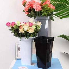 Wholesale Black Square Plastic Large Floor-Standing Flower Vase for Florists, Living Rooms, and Home Use