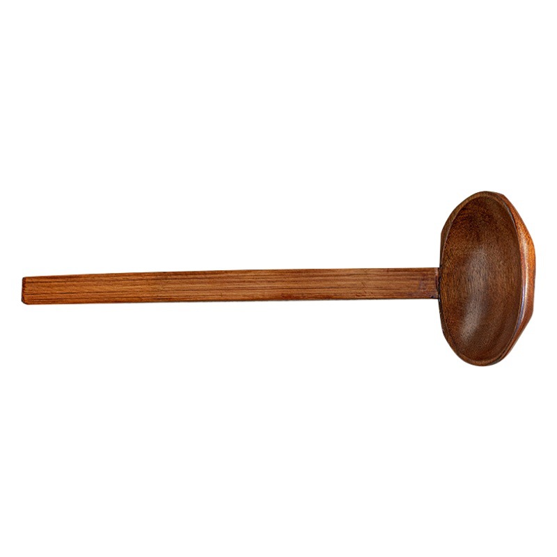 Cuchara de madera estilo japonés, estilo retro, cuchara grande para el hogar, cuchara ranurada, cuchara de madera, cuchara para sopa, cuchara para guisado de mango largo, cuchara para vajilla.