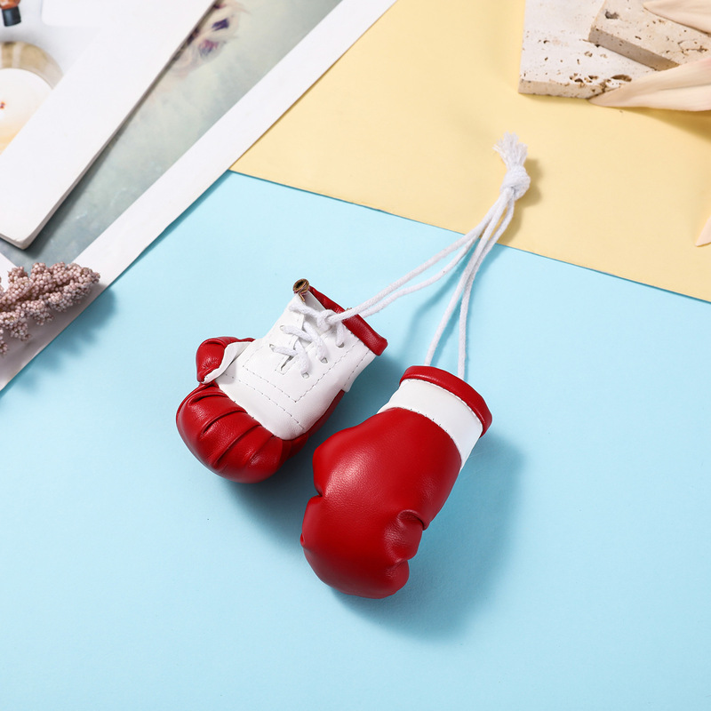 pu boxing gloves keychain Mini small gloves pendant simulation leather car pendant